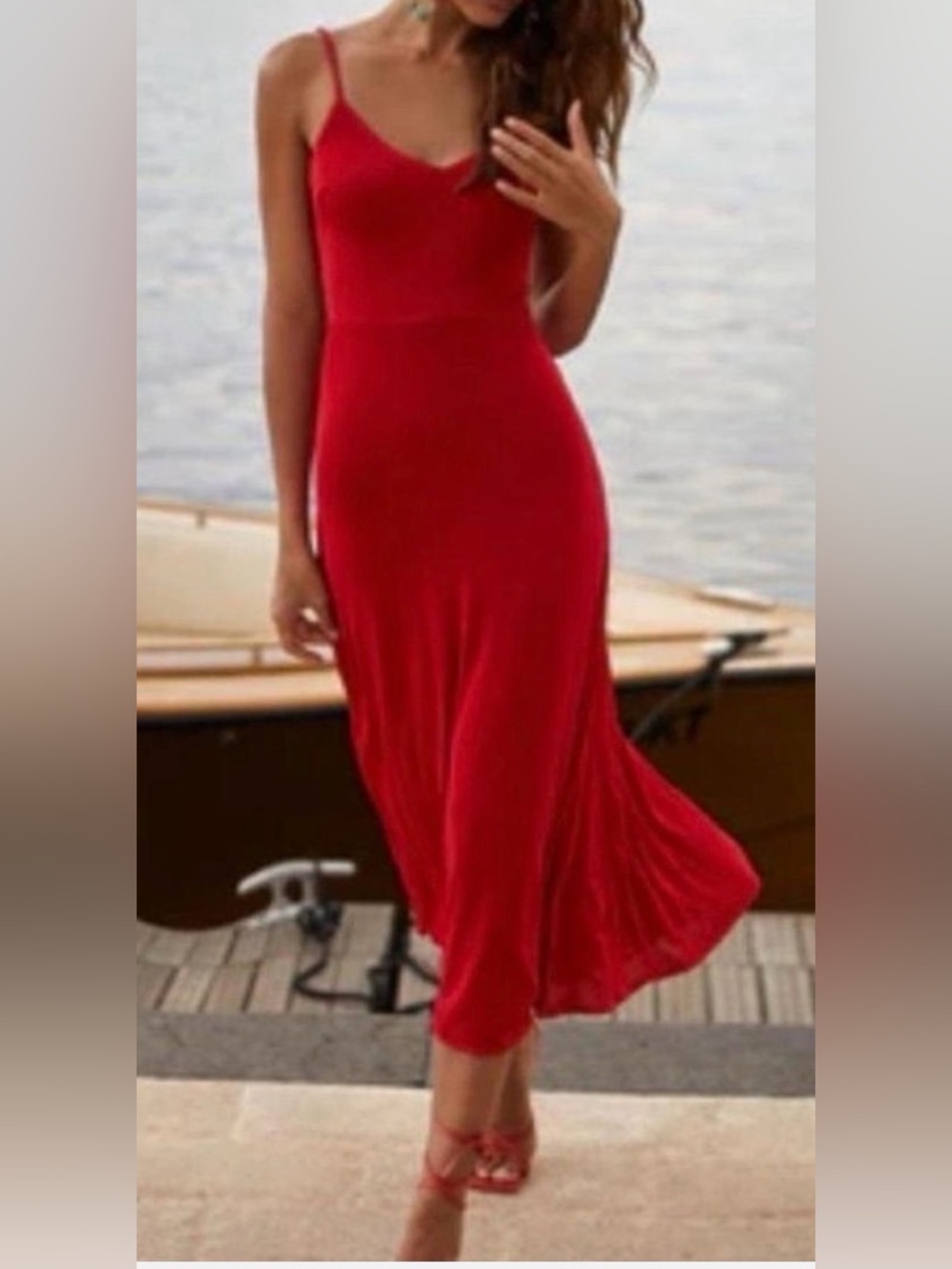 Alamour The Label Roza Backless Midi Dress Red Size Medium